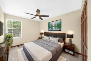 A bedroom after virtual staging.