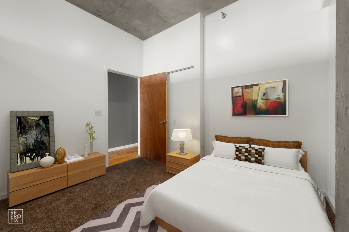 The same room virtually staged with furniture